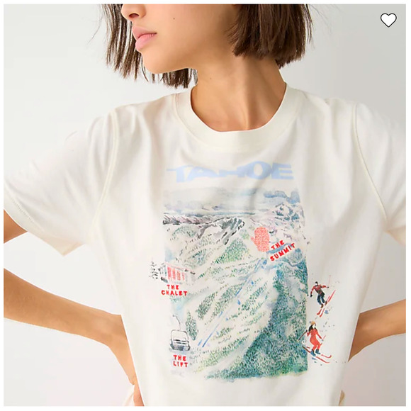 NWT J. Crew Ivory W/Tahoe Ski Resort Graphic Broken-in Jersey T-Shirt - Picture 5 of 9